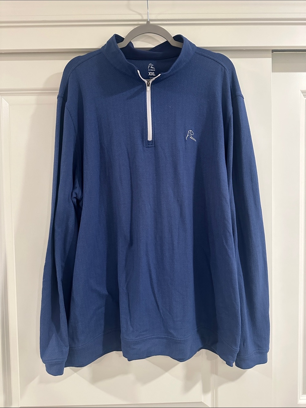 Rhoback Men's Half-Zip Pullover in Blue with White Zip